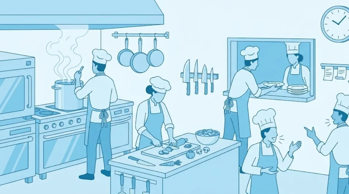 دليل الإنجليزية في مطابخ المطاعم: 300 جملة احترافية للتواصل بين الطهاة